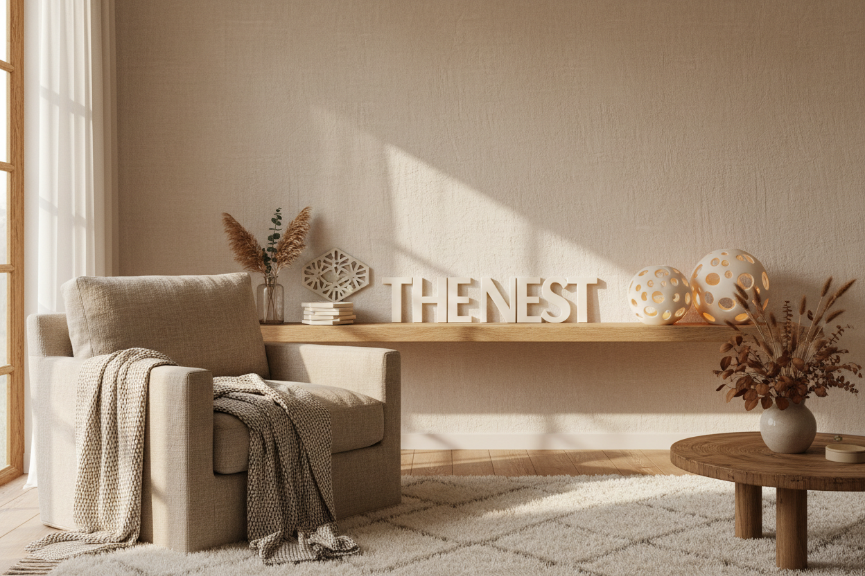 Warm earthy hero image with 3D-printed decor